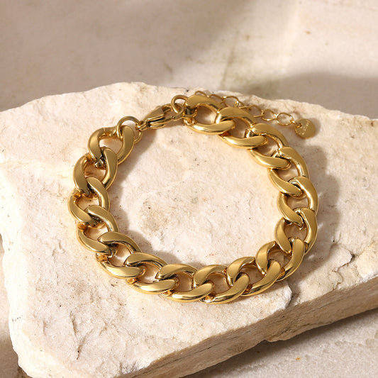 11mm Thick Chain 14K Gold-Plated Bracelet