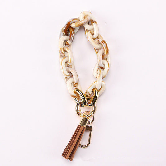 Acrylic Chain Bracelet Key Chain with Tassel