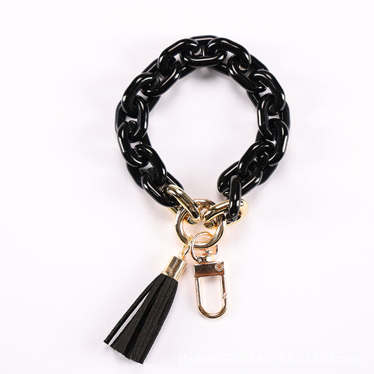 Acrylic Chain Bracelet Key Chain with Tassel