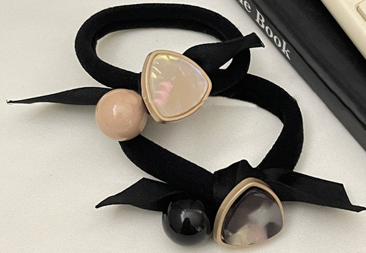 Marble Embellished Bow Hair Tie