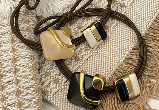 Abstract Metallic Charm Elastic Hair Tie