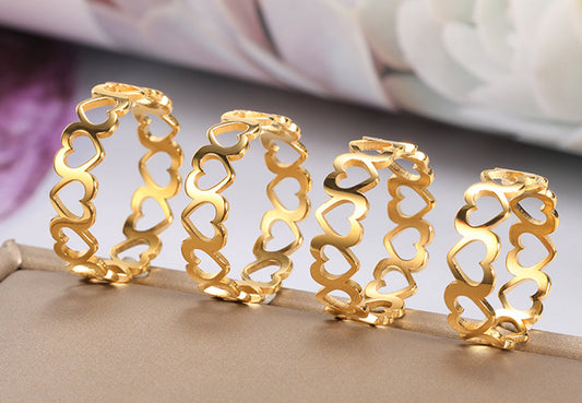 Gold Tone Heart Motif Ring