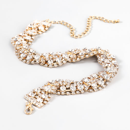 Fancy Crystal Embellished Wavy Chocker Necklace