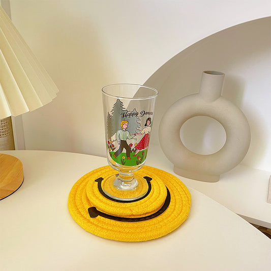 Smiley Face Woven Mat Coaster