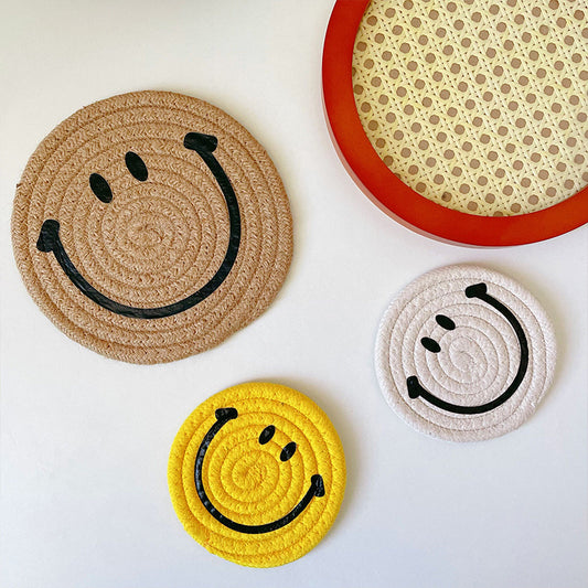 Smiley Face Woven Mat Coaster