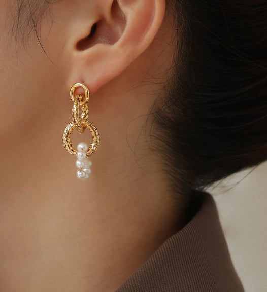 Gold & Pearl Loops Earrings