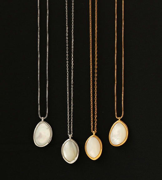 Natural Iridescent Stone Pendant Necklace