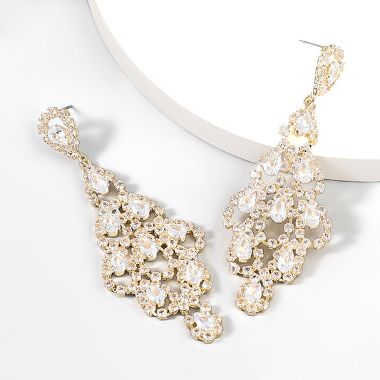 Fancy Crystal Embellished Dangle Earrings