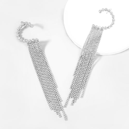 Fancy Crystal Embellished Dangle Earrings with Ear Climber