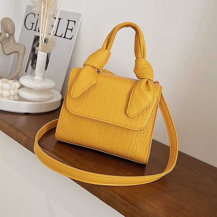 Croc Embossed Crossbody Bag with Knotted Handle