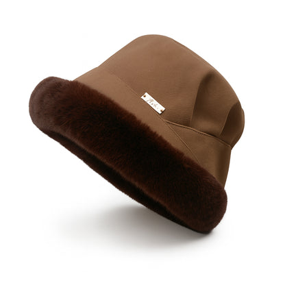 Plush Trim Bucket Hat Soft Foldable Design