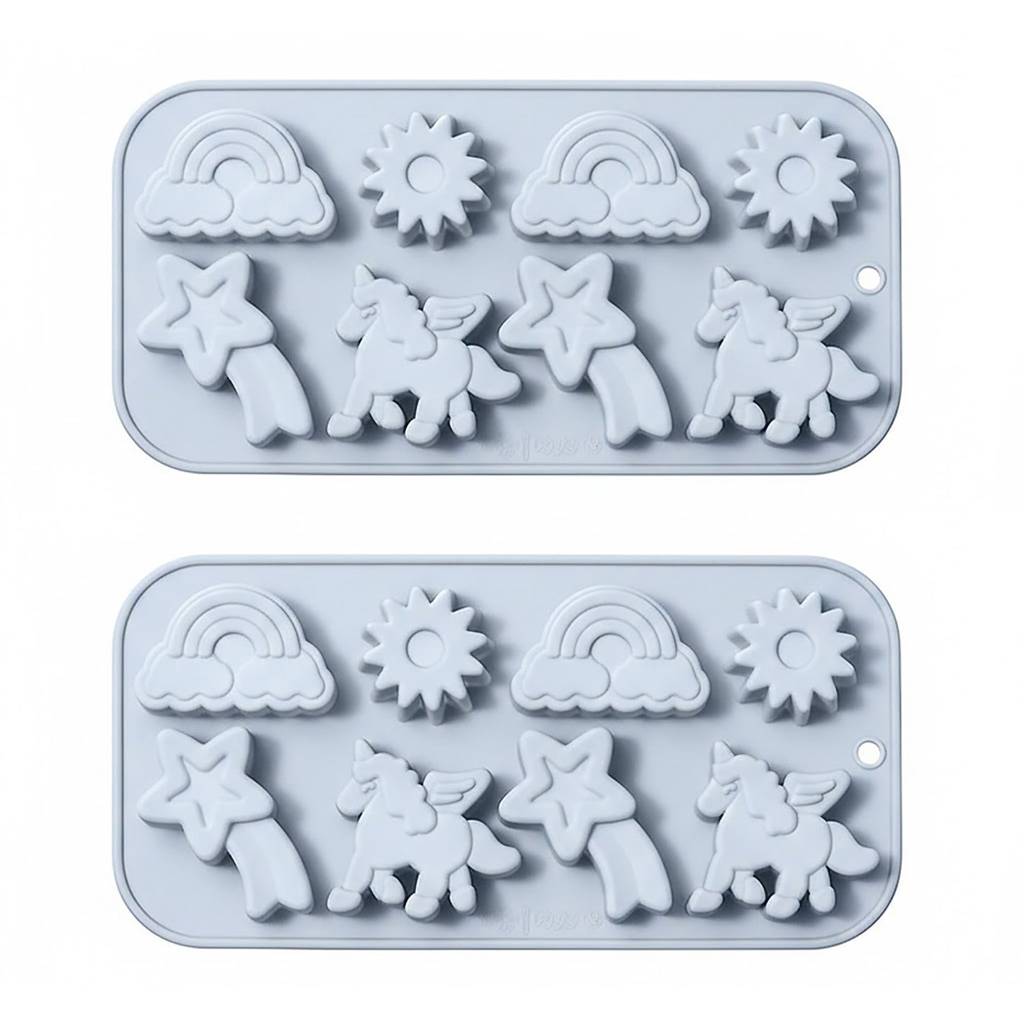 2-Piece Rainbow and Unicorn Silicone Baking Mold Set Nonstick Flexible Candy Dessert Mold