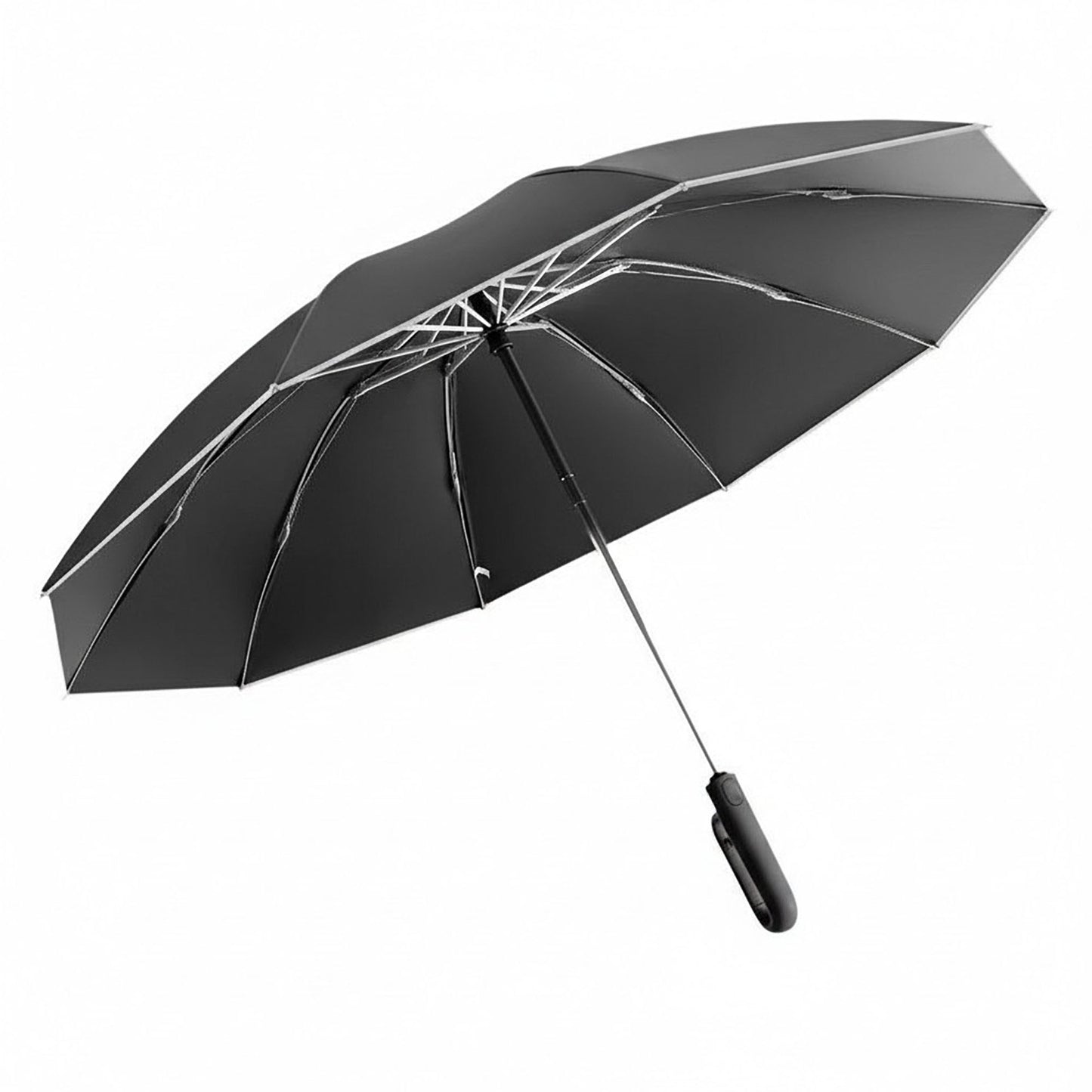 Compact Folding Umbrella with Two Tone Canopy Wind Resistant Frame and Automatic Open Handle