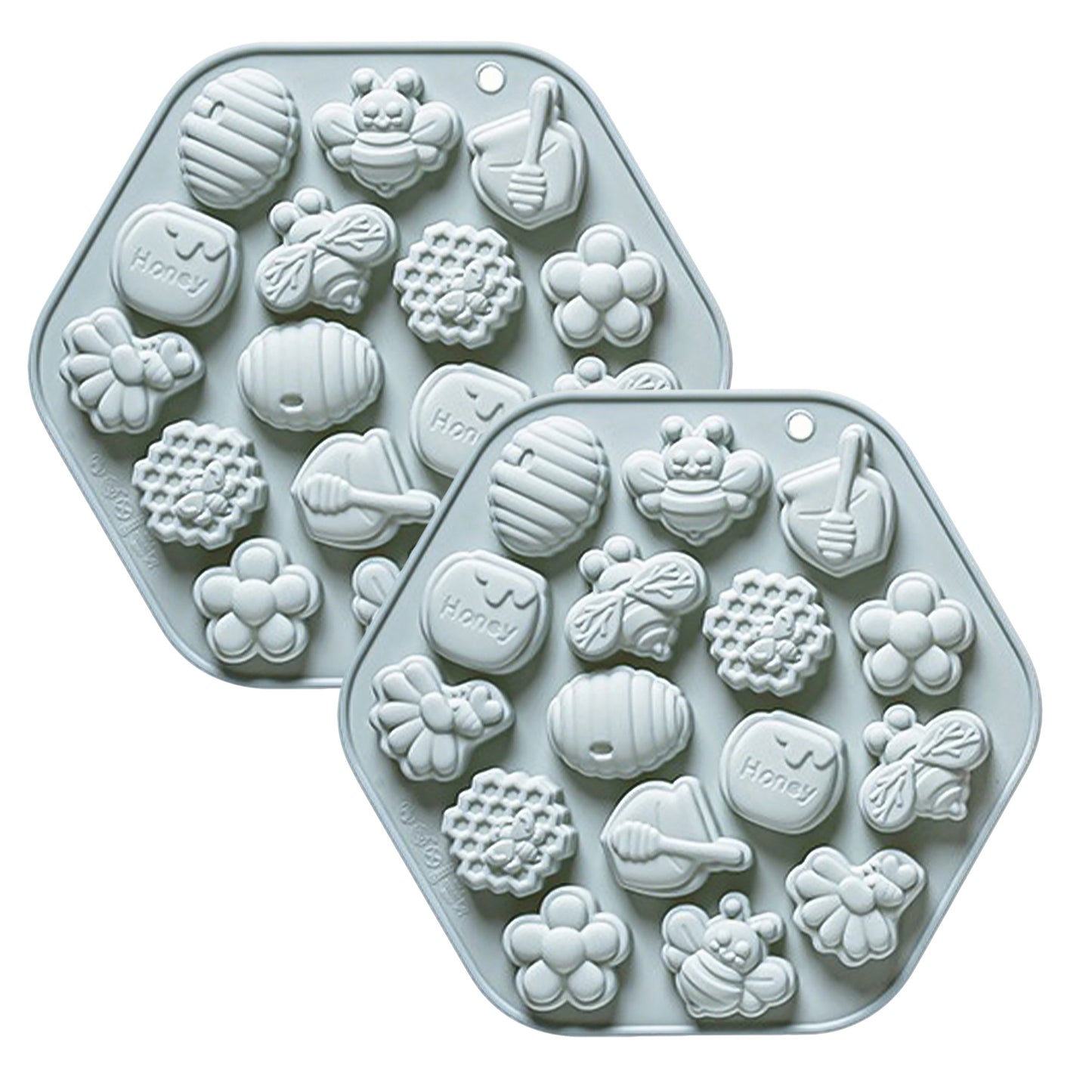 2-Piece Honey Bee Silicone Baking Mold Set Nonstick Flexible Chocolate Candy Dessert Mold