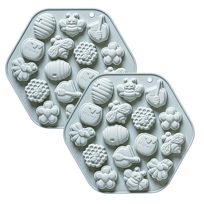 2-Piece Honey Bee Silicone Baking Mold Set Nonstick Flexible Chocolate Candy Dessert Mold