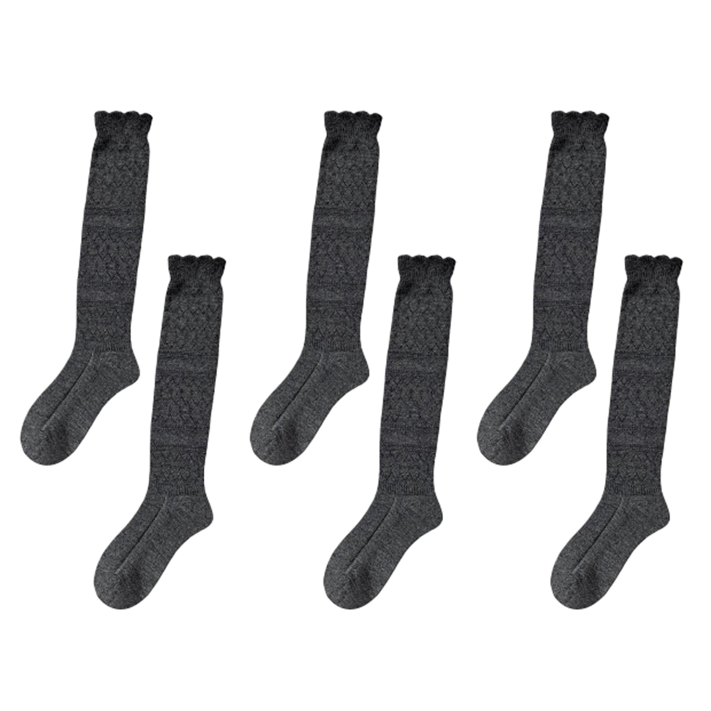 6pk Cable Knit Knee-High Socks - Warm Textured Socks for Casual Winter & Cozy Daily Wear