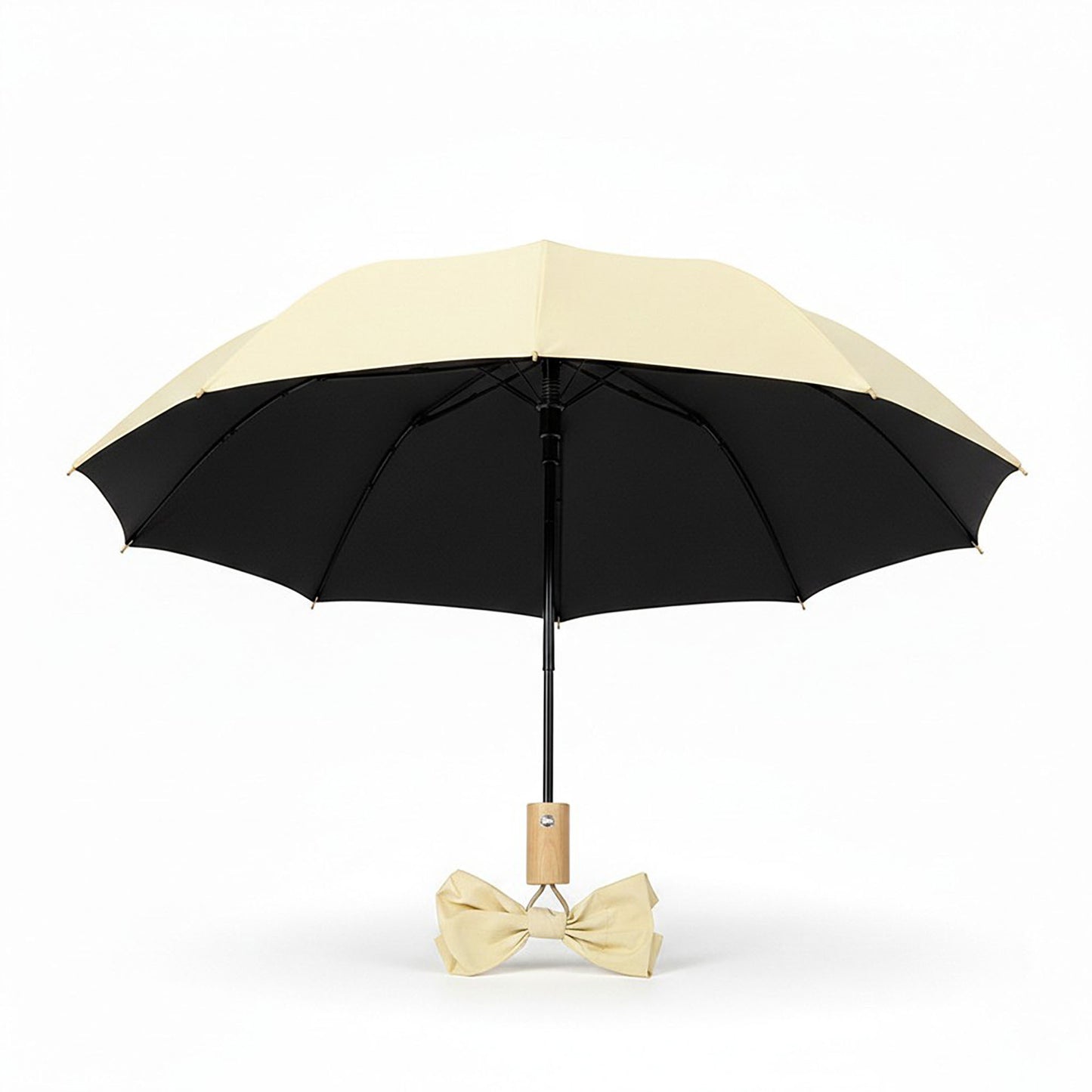 Neutral Compact Umbrella with UV Protective Black Interior