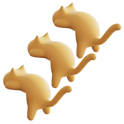 3-Piece Desk Edge Bag Hook with Cat-Shaped Design and Protective Non-Slip Surface