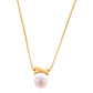 Gold Tone Pendant Necklace with Faux Pearl Drop and X Charm
