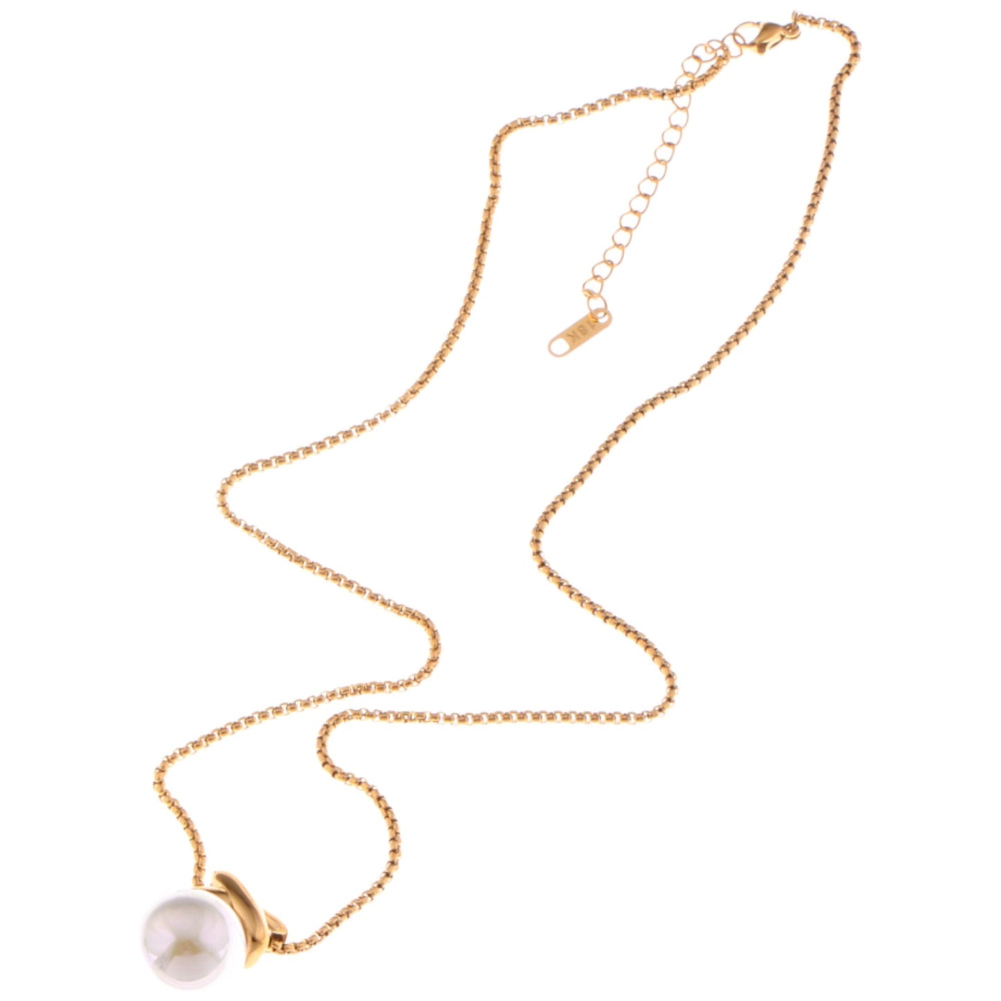 Gold Tone Pendant Necklace with Faux Pearl Drop and X Charm