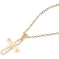 Gold Tone Cross Pendant Necklace with Crystal Accents and Chain