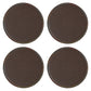 4-PC Round Leather Coaster with Stitched Edge Durable Table Protector