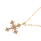 Gold Tone Cross Necklace with Rhinestone Detailing