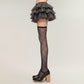 Sheer Diamond Pattern Thigh High Stockings with Soft Stretch Fit
