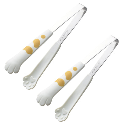 Stainless Steel Kitchen Tongs with Paw Handle Design Serving Utensil Set 2 Piece