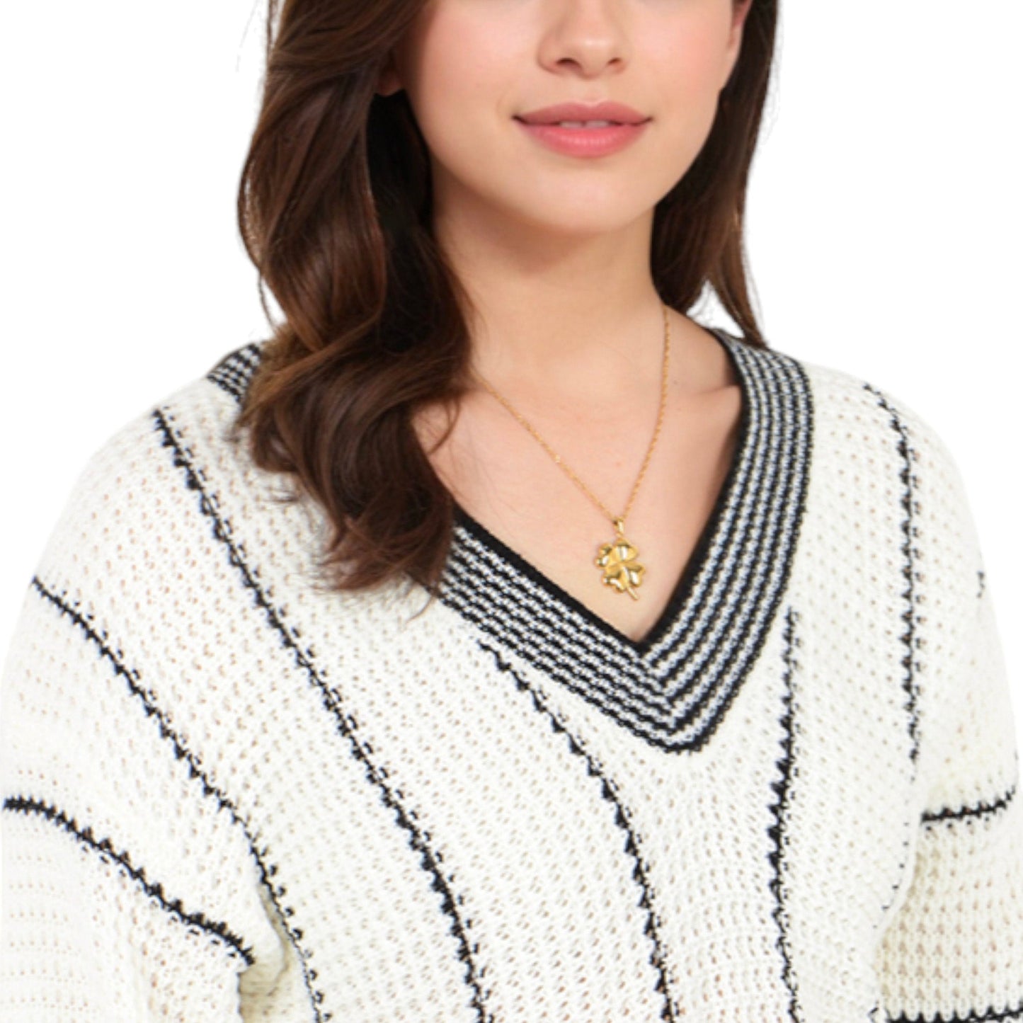 Gold Tone Four-Leaf Clover Pendant Necklace with Delicate Chain