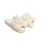 Plush Slide House Slippers with Valentine Ruffled Bow Detail and Cushioned Footbed