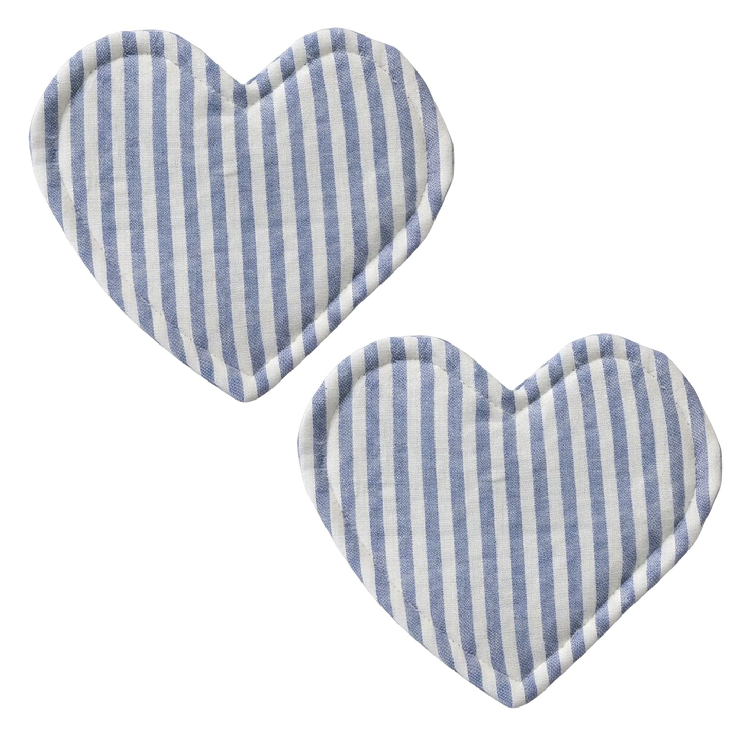 2-PC Heart Shaped Fabric Cup Coaster with Soft Padded Design and Striped Pattern