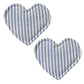 2-PC Heart Shaped Fabric Cup Coaster with Soft Padded Design and Striped Pattern