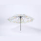 Clear Dome Umbrella with Floral Print Canopy Wind Resistant Frame and Curved Handle