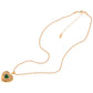Gold Tone Heart Pendant Necklace with Green Gemstone and Crystal Accents