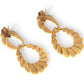 Gold Tone Twisted Hoop Earrings with Sculptural Detail