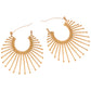 Gold Fan Hoop Earrings with Intricate Textured Detailing