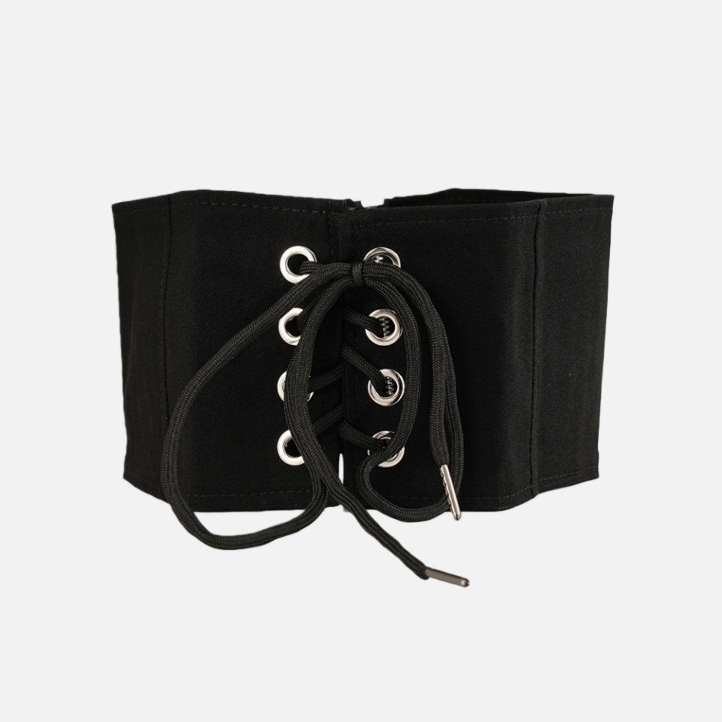 Wide Lace-Up Waist Belt with Structured Panel Design and Adjustable Corset-Style Front Ties 5x25.5in