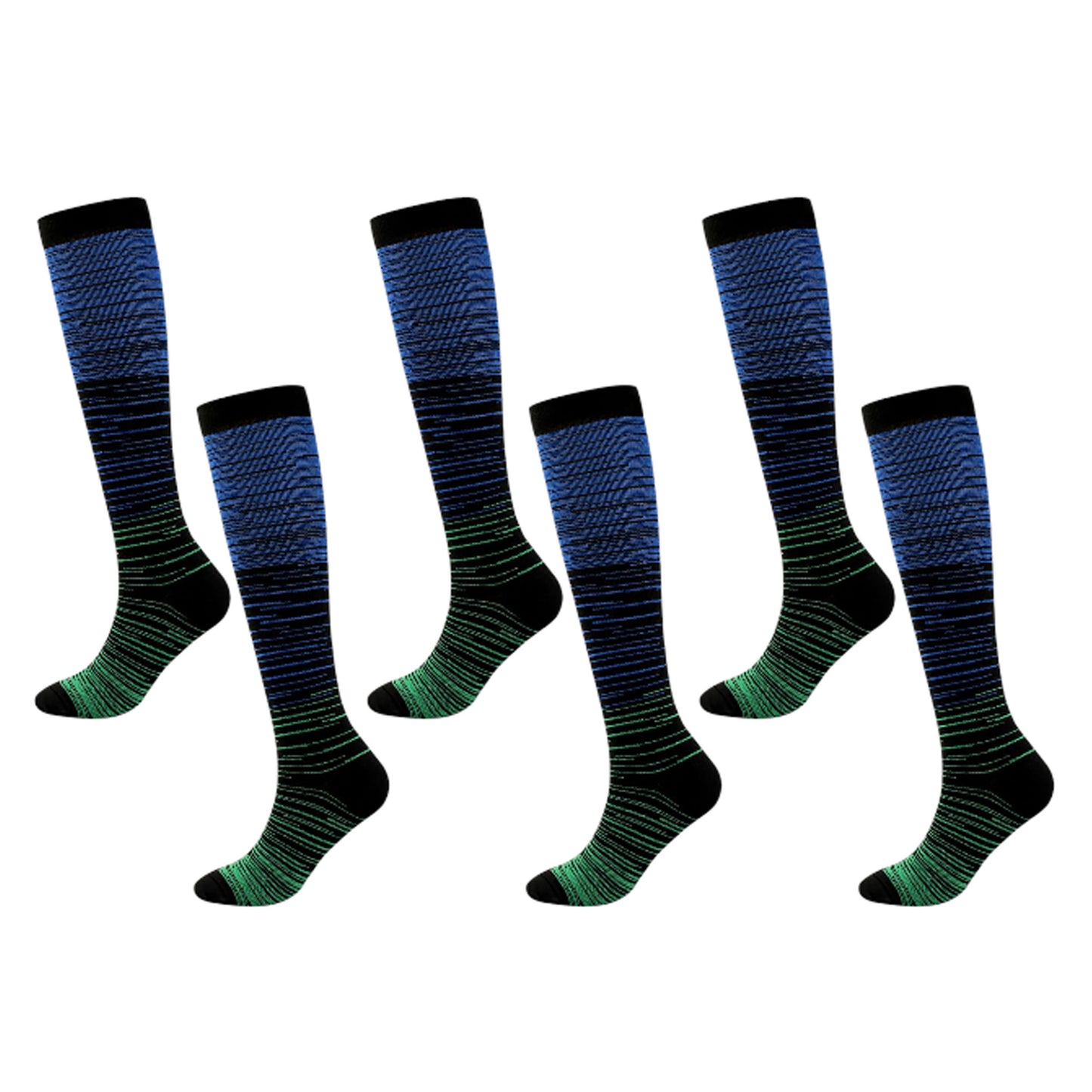 6pk Professional Athletic Compression Socks - Gradient Pressure Knee-High Socks for Fitness, Running & Recovery