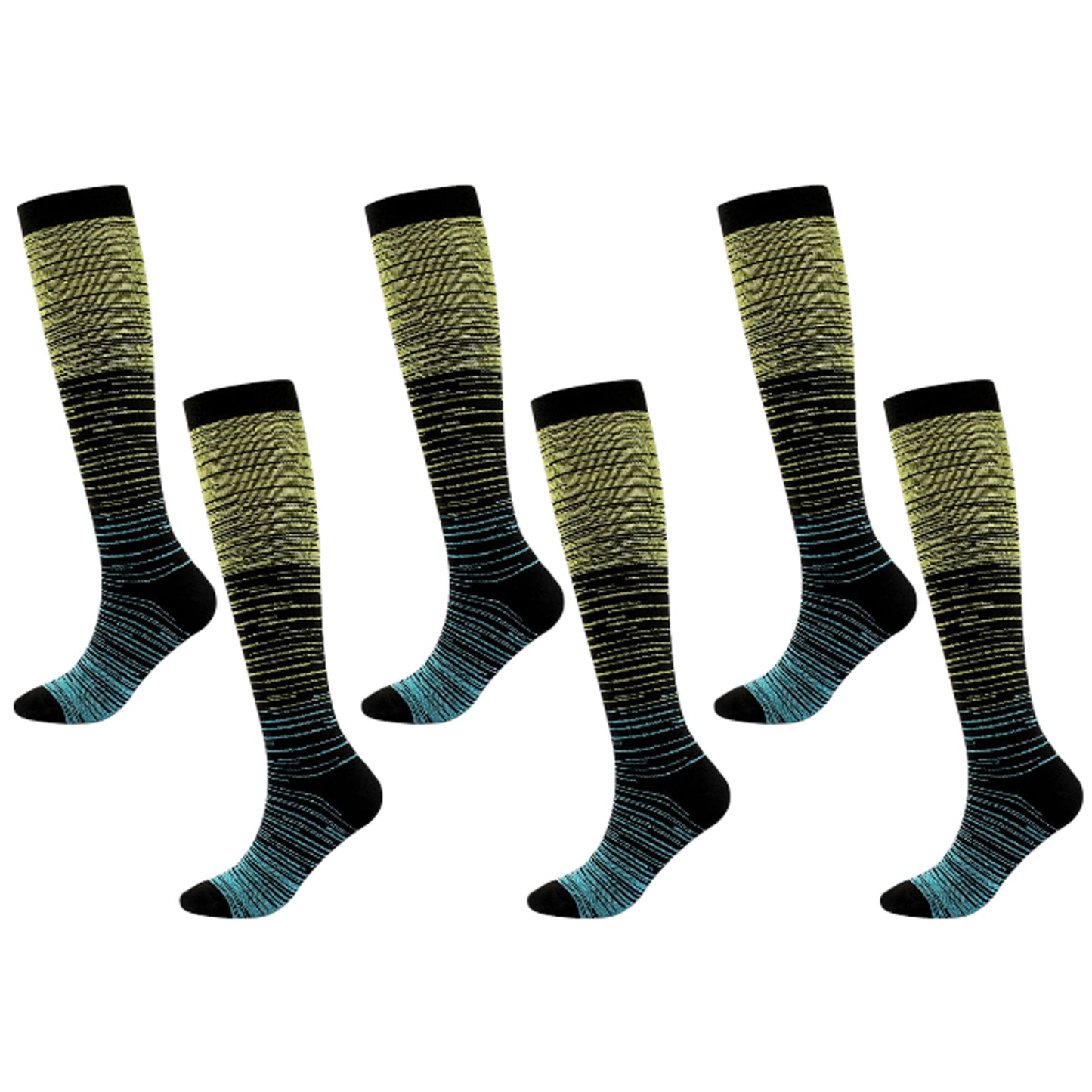 6pk Professional Athletic Compression Socks - Gradient Pressure Knee-High Socks for Fitness, Running & Recovery