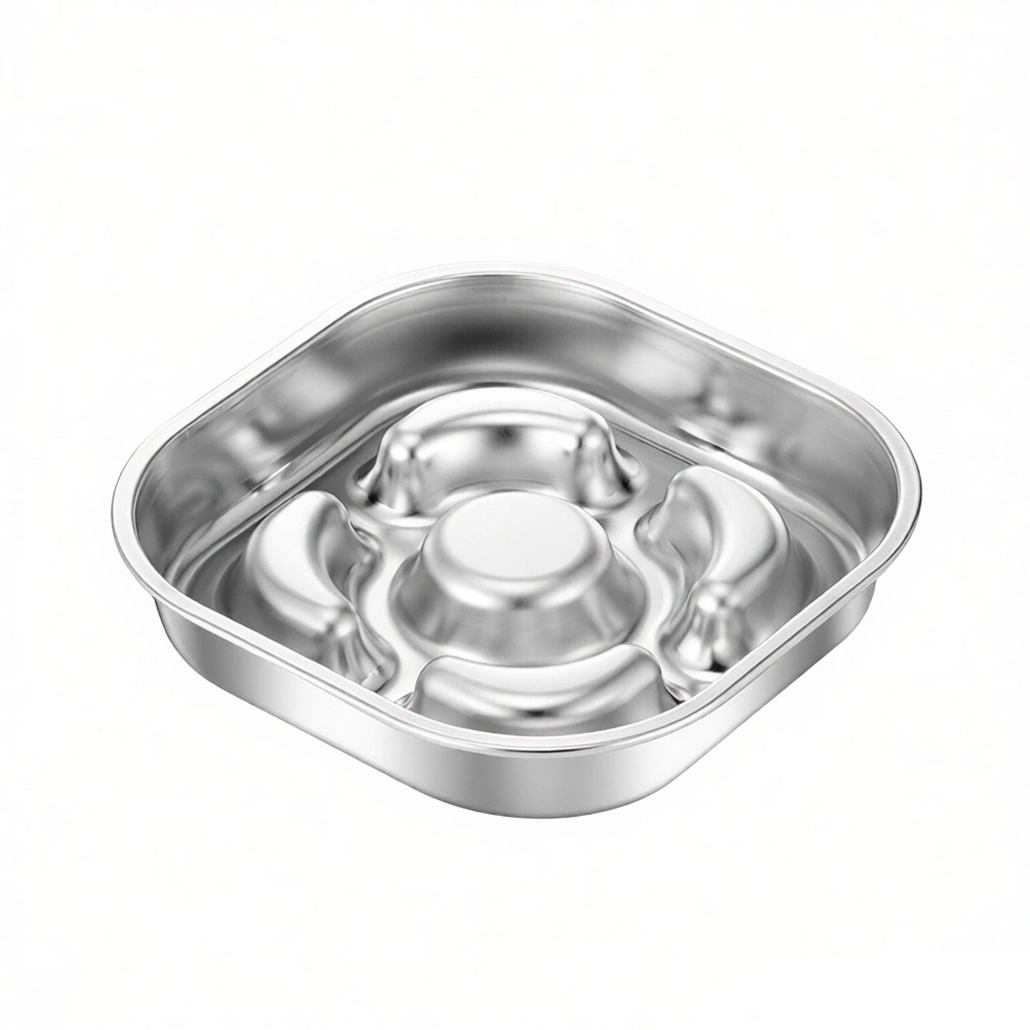 Stainless Steel Slow Feeder Dog Bowl with Raised Center Design and Easy Clean Interior