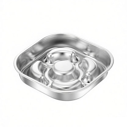 Stainless Steel Slow Feeder Dog Bowl with Raised Center Design and Easy Clean Interior