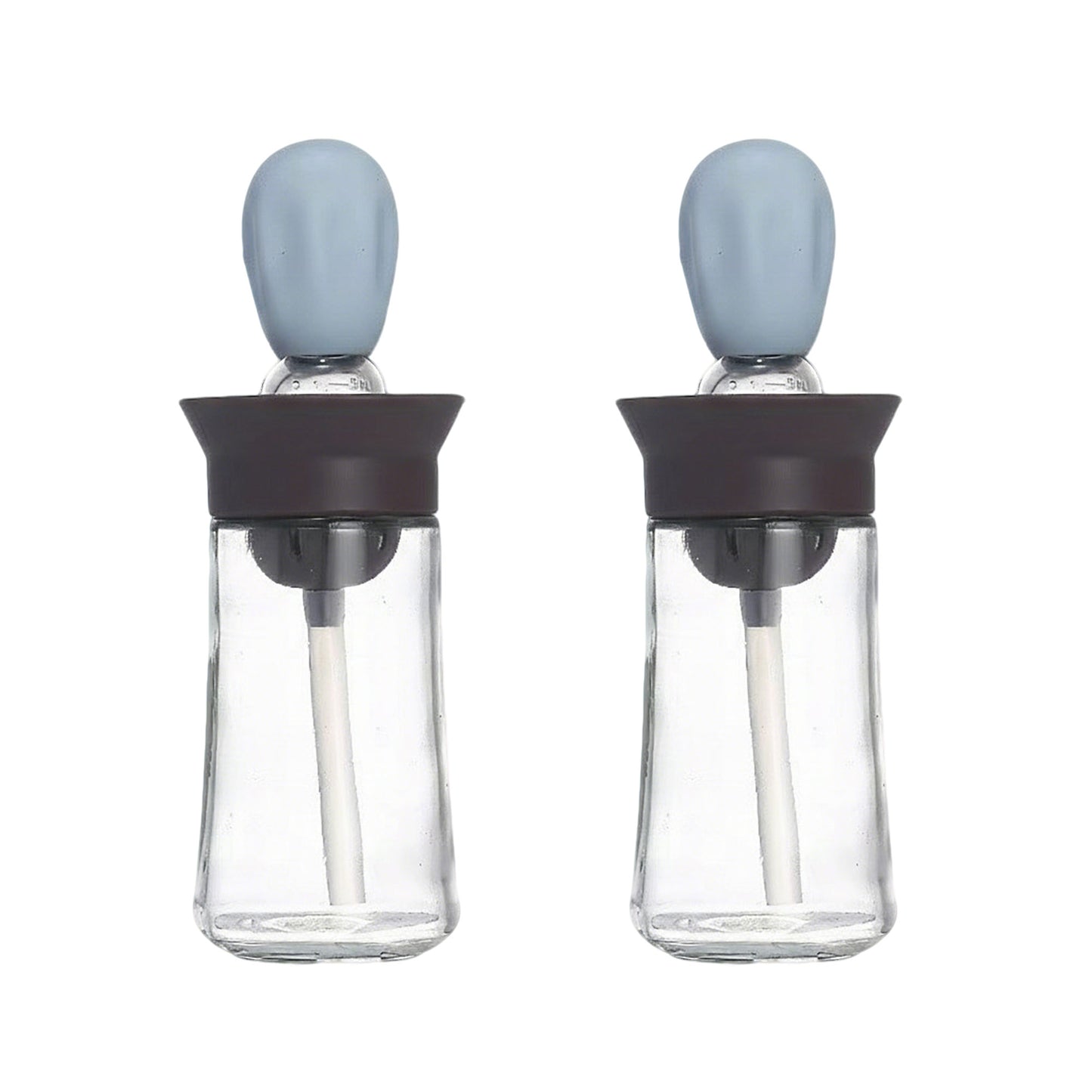 2-PC Glass Oil Dispenser Bottle with Silicone Brush Drip Free Design and Leak Resistant Lid