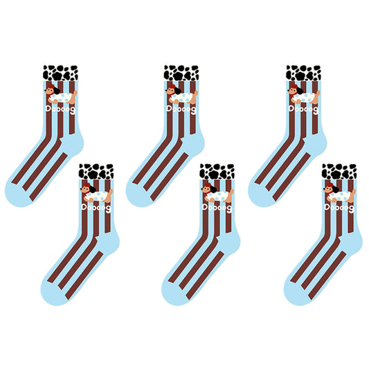 6pk Striped Ankle Socks - Cute Print Pattern Casual Socks for Daily Wear
