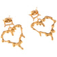 Gold-Plated Heart Drop Earrings with Crystal Stud Accents