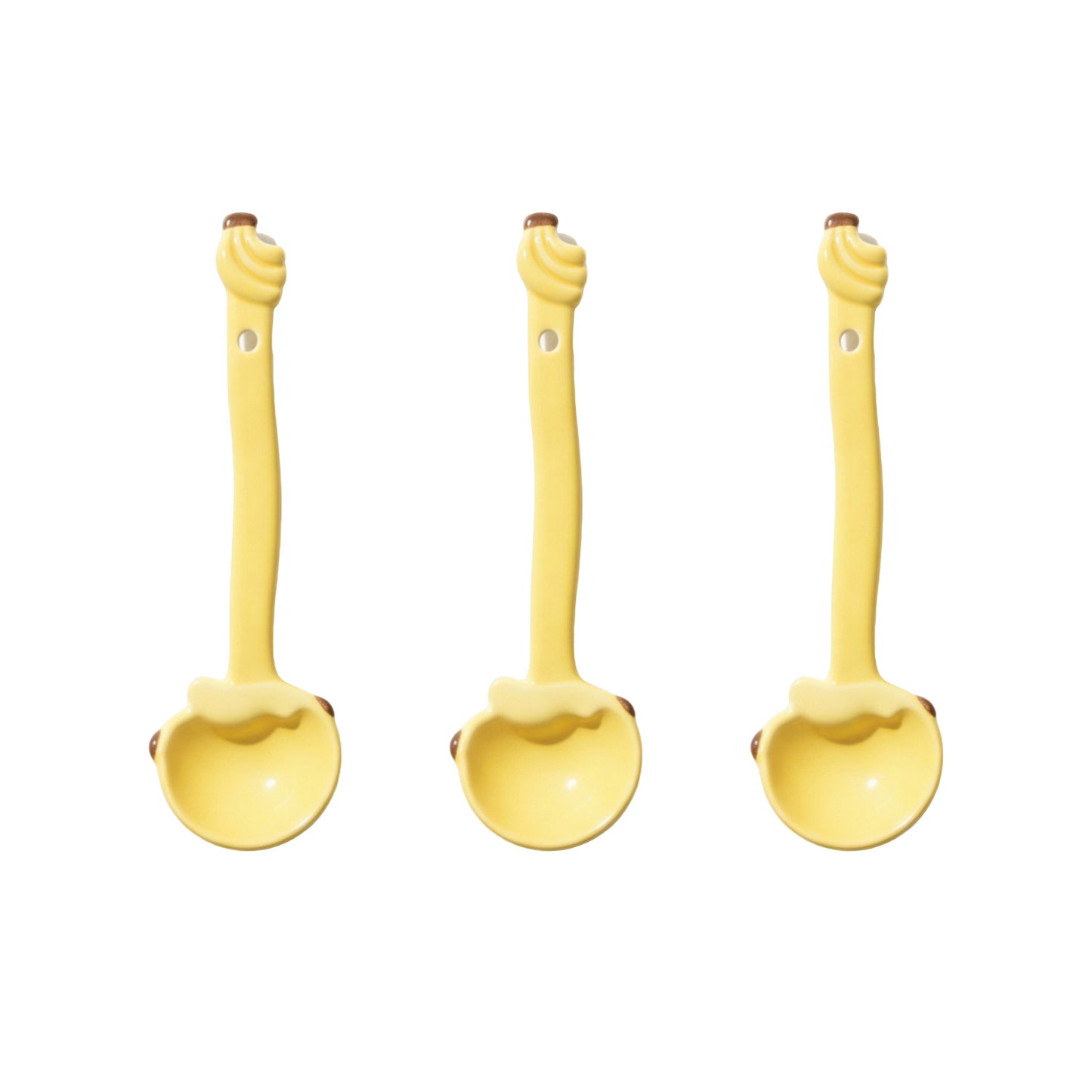 Apple Shaped Ceramic Reusable Spoon Set with Hanging Handle Design 3 Piece Set