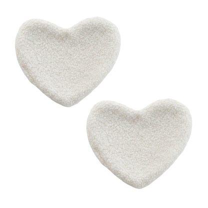 2-PC Heart Shaped Plush Cup Coaster with Soft Textured Fabric and Padded Design