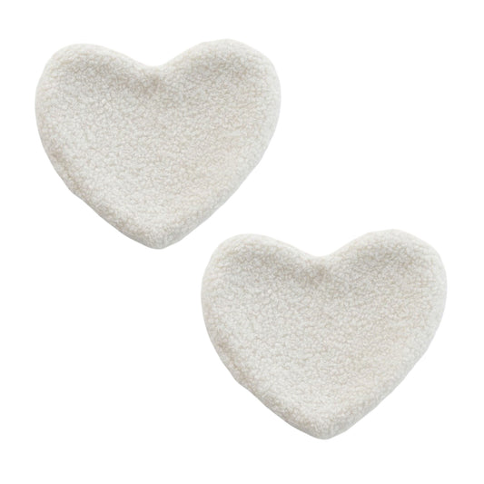 2-PC Heart Shaped Plush Cup Coaster with Soft Textured Fabric and Padded Design