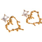 Gold-Plated Heart Drop Earrings with Crystal Stud Accents
