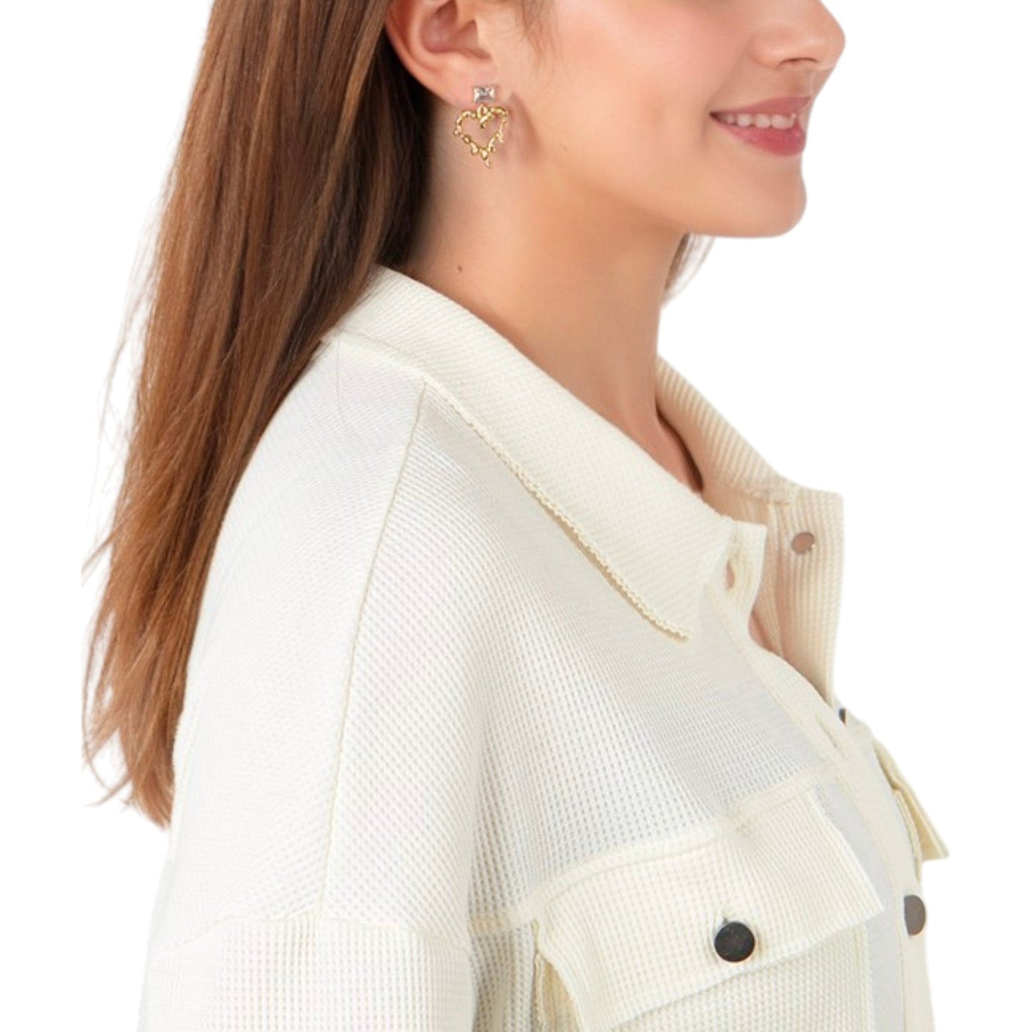 Gold-Plated Heart Drop Earrings with Crystal Stud Accents